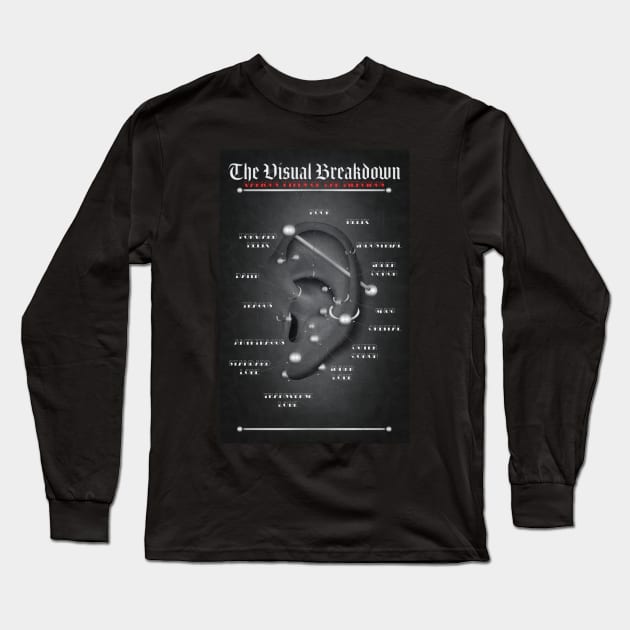 Black Ear Piercing Chart Long Sleeve T-Shirt by Jarrodjvandenberg